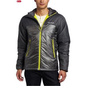 Marmot Mens Cinder/Dark Granite Baffin Hoody Puffer Jacket, Size M, EUC